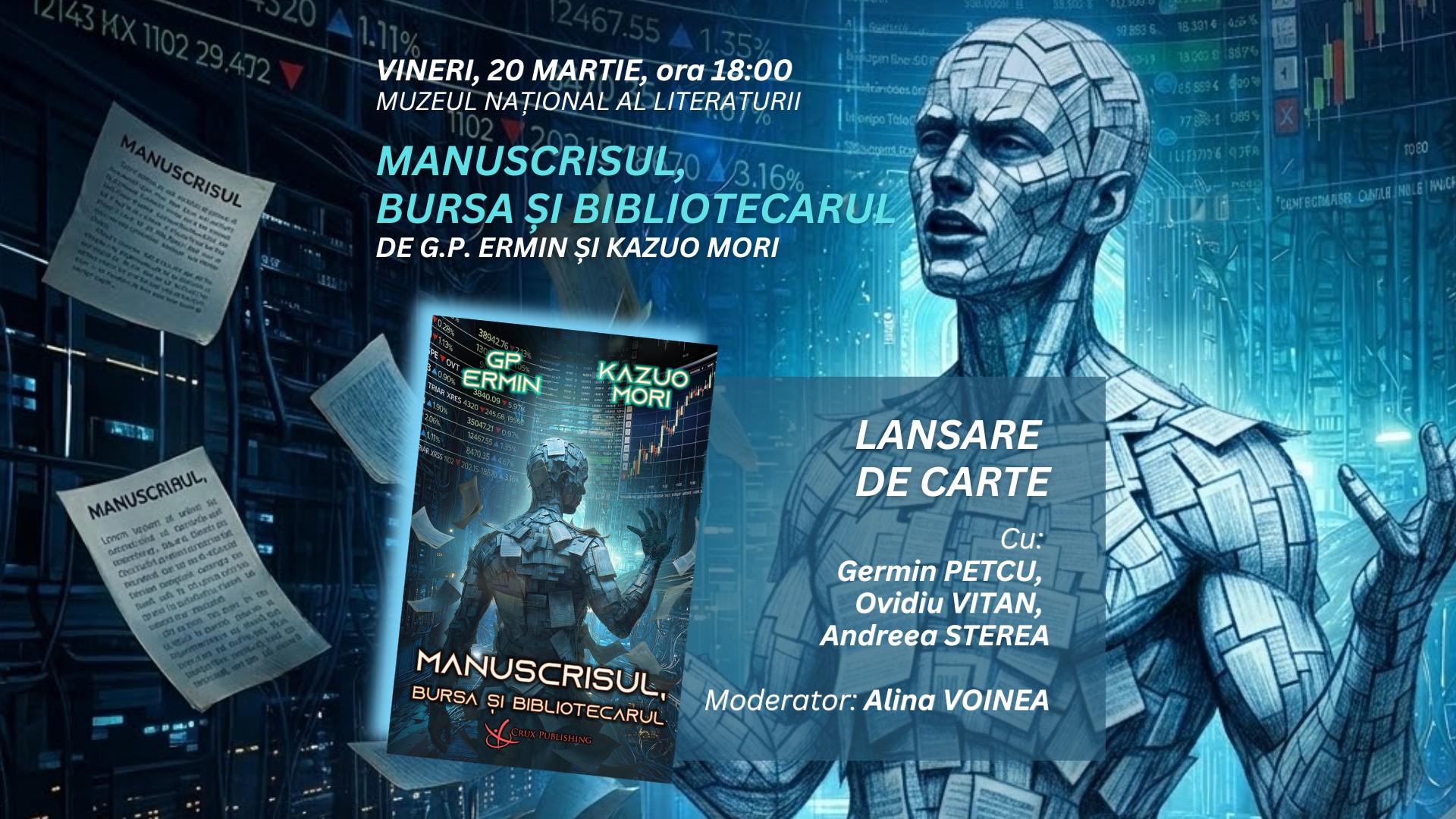 Lansarea romanului Manuscrisul, Bursa și Bibliotecarul de G.P. Ermin și Kazuo Mori